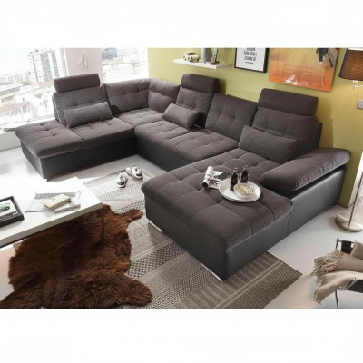 Sofá de esquina en forma de U, conjunto de sofás, función de cama, diseño de tapicería.