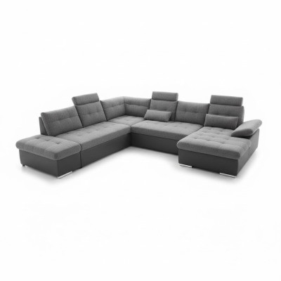 Sofá de esquina de diseño en forma de L de tela con función de cama, sofá acolchado de esquina moderno.