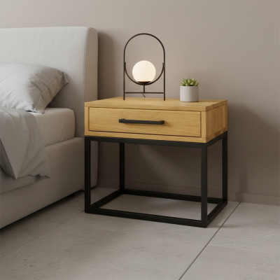 Mesita de noche Mueble de noche Cómoda Mesa auxiliar Consola Madera Metal Consolas Nuevo