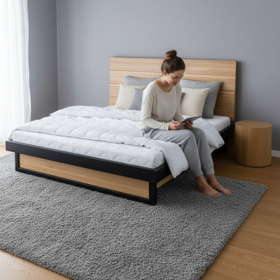 Camas elevadas somieres cama doble roble cama matrimonial muebles de madera maciza