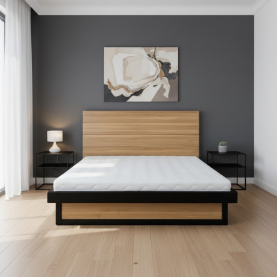 Camas tipo loft 140x200 cm Muebles de dormitorio de madera maciza Cama de madera maciza de roble metalizado