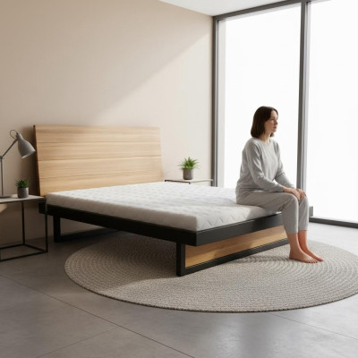 Cama de madera Cama doble Madera real 160x200cm Dormitorio Camas de madera maciza