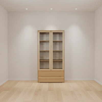 Clásico armario de vitrina Vitrina Hecho a mano Armario de madera maciza Muebles de madera.