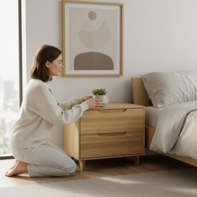 Mesita de noche, armario de noche, cómoda, mueble de madera maciza, mueble de madera, trabajo artesanal, consola.