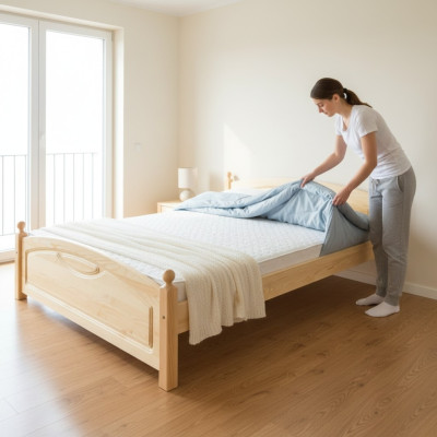 Cama de madera Cama de madera real Camas Dormitorio Hotel 200x200 Estilo Muebles macizos