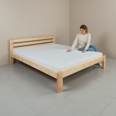 Cama de madera con somier, cama doble, muebles de madera maciza, muebles de madera, hechos a mano, 200*200 cm.