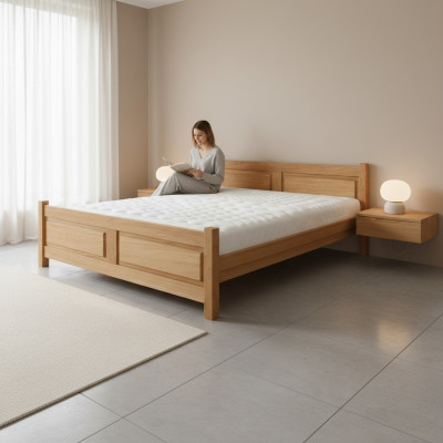 Camas Cama de madera Madera real Cama Dormitorio Estilo hotel Muebles macizos