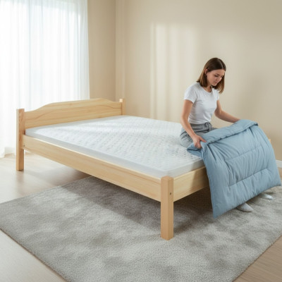 Cama de madera Cama de madera real Hotel 200x200 Estilo Muebles macizos Dormitorio