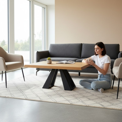 Mesa de centro de sofá Mesa de sofá Mesa auxiliar de sofá de madera maciza Muebles macizos 100x60cm