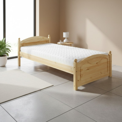 Cama individual de madera maciza de pino para niños con marco de cama de madera de 100x200.