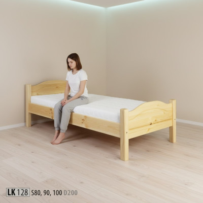 Cama individual juvenil de pino macizo de pino 100x200 hecha a mano. Nueva.