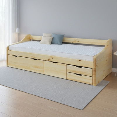 Cama de madera Cama de madera real Dormitorios Hotel 90x200 Estilo Muebles macizos