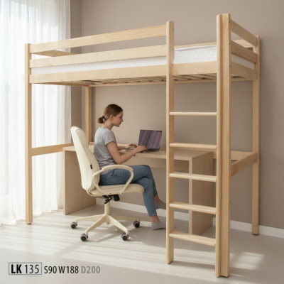 Cama para niños Cama litera para niños Escalera Cama alta Muebles Muebles de madera Litera de madera Maciza