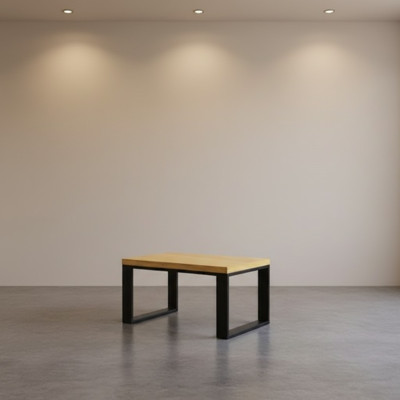 Mesa de centro de madera maciza para salón, hecha a mano.