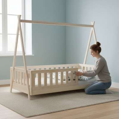 Cama de madera auténtica camas de madera camas con dosel hotel 90x200 estilo muebles macizos nuevos.