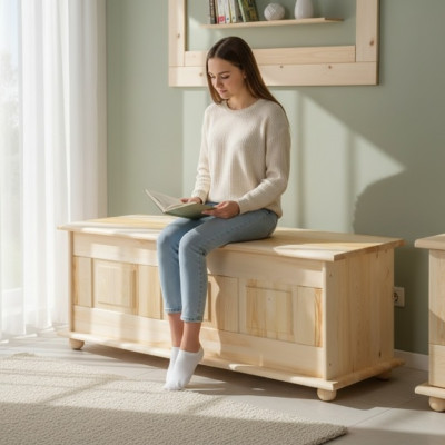 Caja de almacenamiento de madera maciza, caja de madera con tapa de pino, hecha a mano, cajas 125x45.