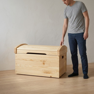 Caja de decoración Mueble de madera maciza Muebles de madera Hecho a mano Cofre Baúl Madera maciza 68x44cm