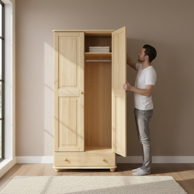 Armario de madera para dormitorio armario Hecho a mano real armario de madera maciza