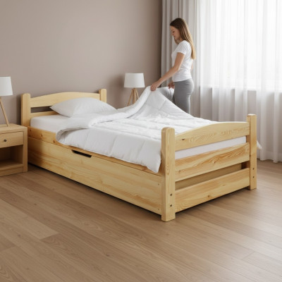 Dormitorio Cama de madera Cama de madera maciza 90x200 Estilo Muebles macizos de hotel