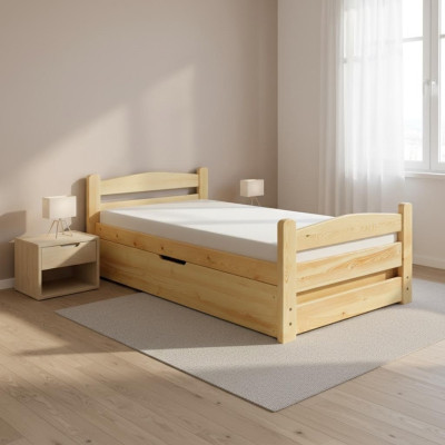 Dormitorio Cama de madera Cama de madera maciza 90x200 Estilo Muebles macizos de hotel