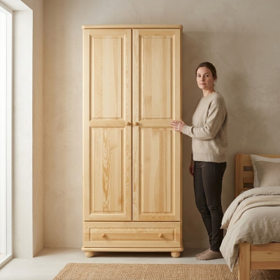 Madera real Madera maciza Armario de madera maciza Armario Armario de dormitorio Nuevo