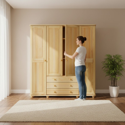 Madera maciza Armario de madera Armario Armario de dormitorio Macizo Nuevo