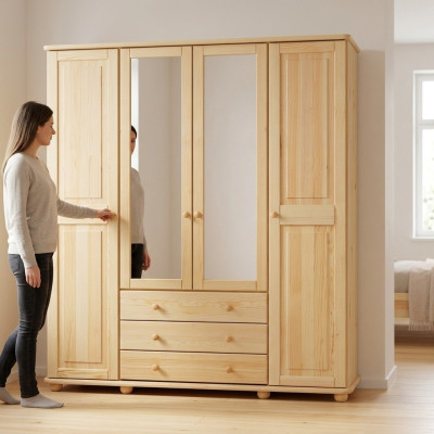 Armario Armarios Mueble Mueble para la pared 4 puertas Madera Muebles Dormitorio Nuevo