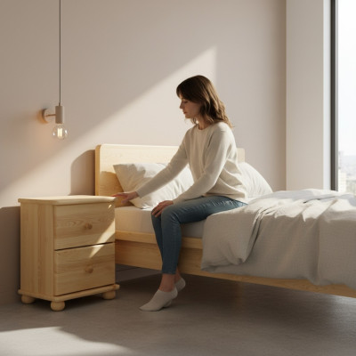 Mesita de noche de madera, mesas auxiliares, consolas, estilo rústico, consolas, cómoda.