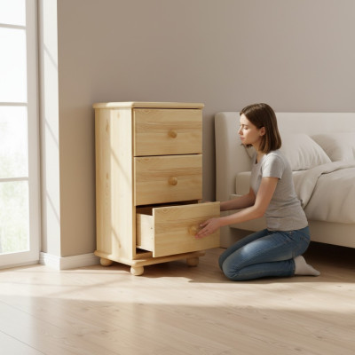 Mesa de noche masiva, mesita de noche, cómoda, mesita de noche, hecha a mano, muebles de madera
