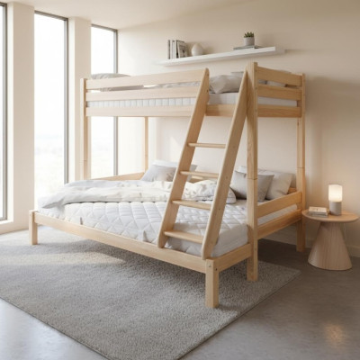 Litera litera de pino macizo de madera completa cama para niños cama alta cama nueva