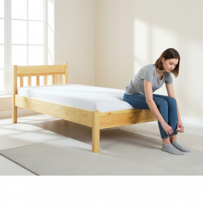 Cama de madera maciza 100x200 Cama individual Pino macizo Cama juvenil Cama de madera maciza completa