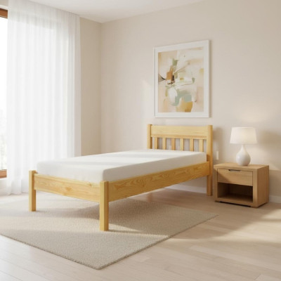 Cama de madera maciza 100x200 Cama individual Pino macizo Cama juvenil Cama de madera maciza completa