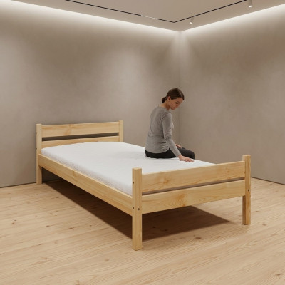 Cama individual de pino macizo de pino cama de madera de pino 100x200 marco de cama de madera