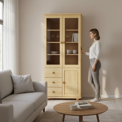 Vitrina Muebles de sala Aparador Madera Vitrinas Vidrio Armario Madera maciza
