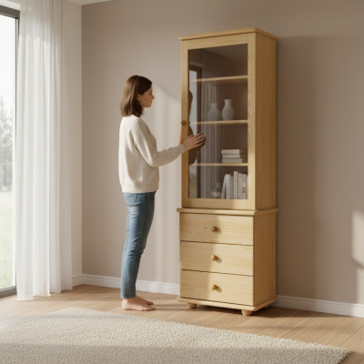 Vitrina para sala de estar Muebles de madera Vitrinas Gabinete de vidrio Estante Aparador Nuevo Masivo