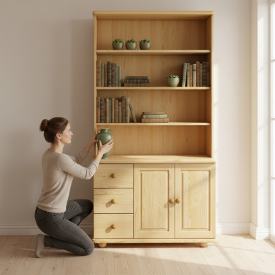 Estantería Librería Estante Mueble de madera Armario Biblioteca Muebles de madera Hecho a mano