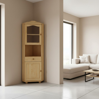 Vitrina de vidrio Esquina Gabinete de esquina Madera real Madera maciza Nuevo Vitrinas Armarios