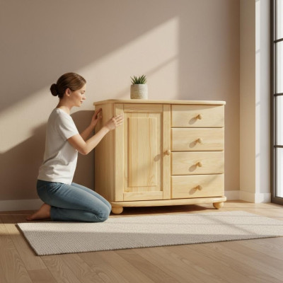 Diseño de cómoda artesanal de madera, mueble de madera maciza nuevo, aparador armario nuevo.