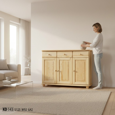 Aparador aparador cómoda Pino macizo Sala de estar maciza Madera maciza Madera