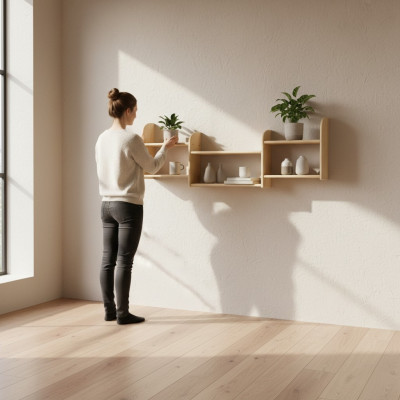 Estantería de madera maciza de pino 150 * 19 * 47 cm Librería Oficina Estante Madera real