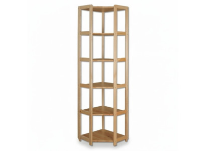 Estantería de esquina de madera maciza de pino natural hecha a mano para la oficina.