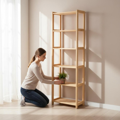 Estantería de almacenamiento, estante, estantería de libros, estantería de pared, muebles de madera maciza hechos a mano.