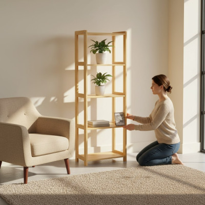Estantería de madera, estantería de libros, estantería de pared, estantería para carpetas, armario de oficina, estantería de pie de madera maciza, nuevo.