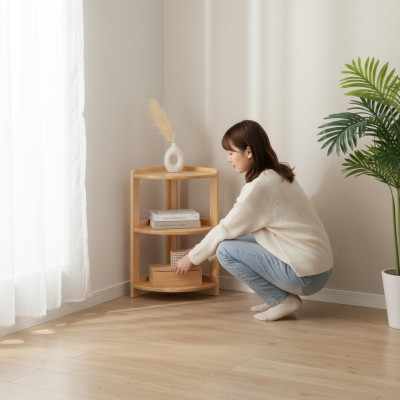 Estante de esquina de madera maciza, armario de almacenamiento de estantes macizos de mobiliario de 30x30x86cm, nuevo.