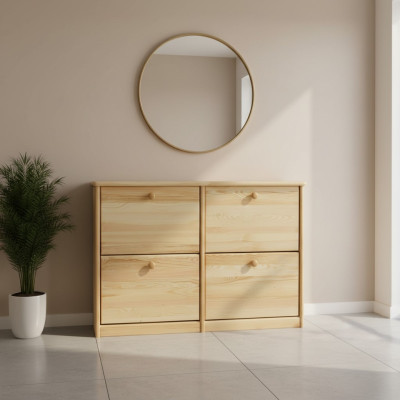 Mueble de zapatos 4 cajones de madera maciza Cómoda Zapatero Estante de zapatos Estante