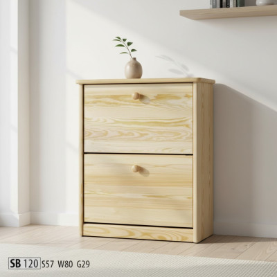 Mueble zapatero de 4 compartimentos de madera maciza.