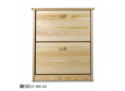 Mueble zapatero de 4 compartimentos de madera maciza.