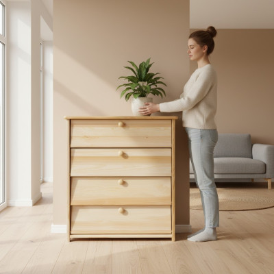 Mueble zapatero de 4 compartimentos de madera maciza.
