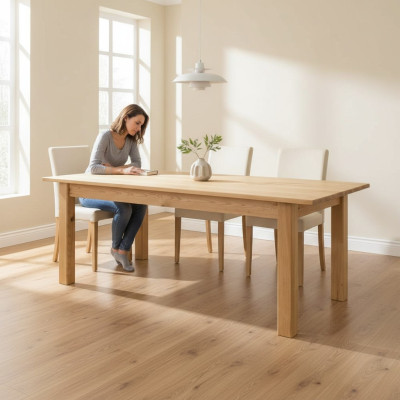 Mesa Mesa de comedor Muebles macizos Comedor 200x90cm Madera real Madera maciza Nuevo Mesas
