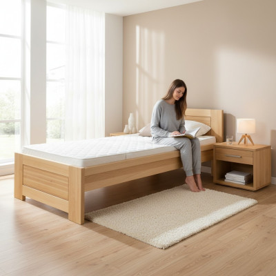 Cama de madera Cama de madera real Dormitorio Hotel 100x200 Estilo Muebles macizos Camas